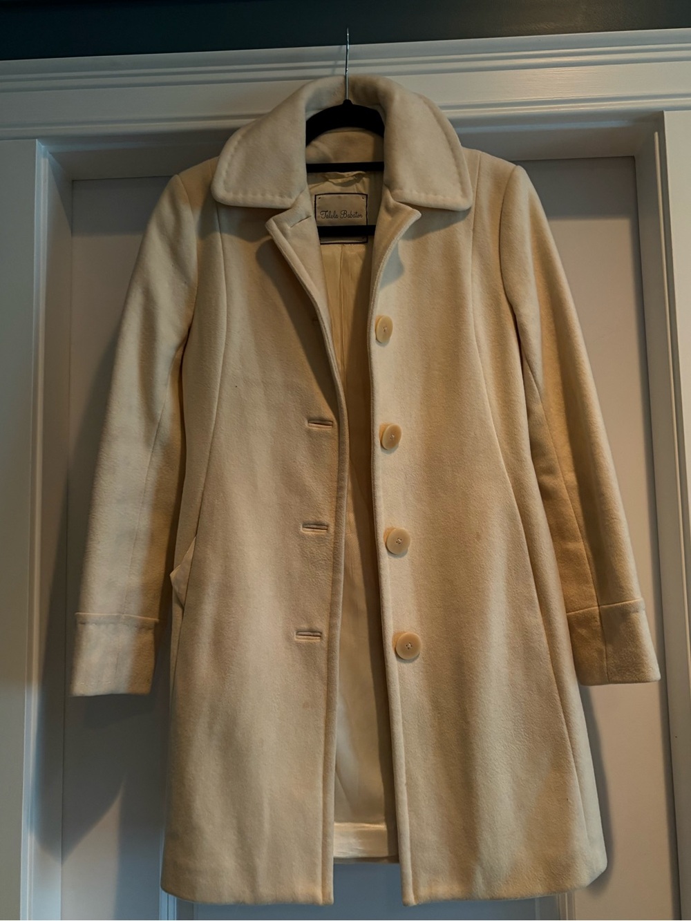 Aritzia Cream Single-Breasted Wool Pea Coat / wool cashmere blend